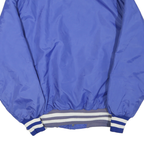 DELONG Mens Blue & White Varsity Button Jacket L Polyester Blend Ribbed