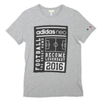 ADIDAS Mens Grey Football Graphic T-Shirt S Short Sleeve Crew Neck Casual