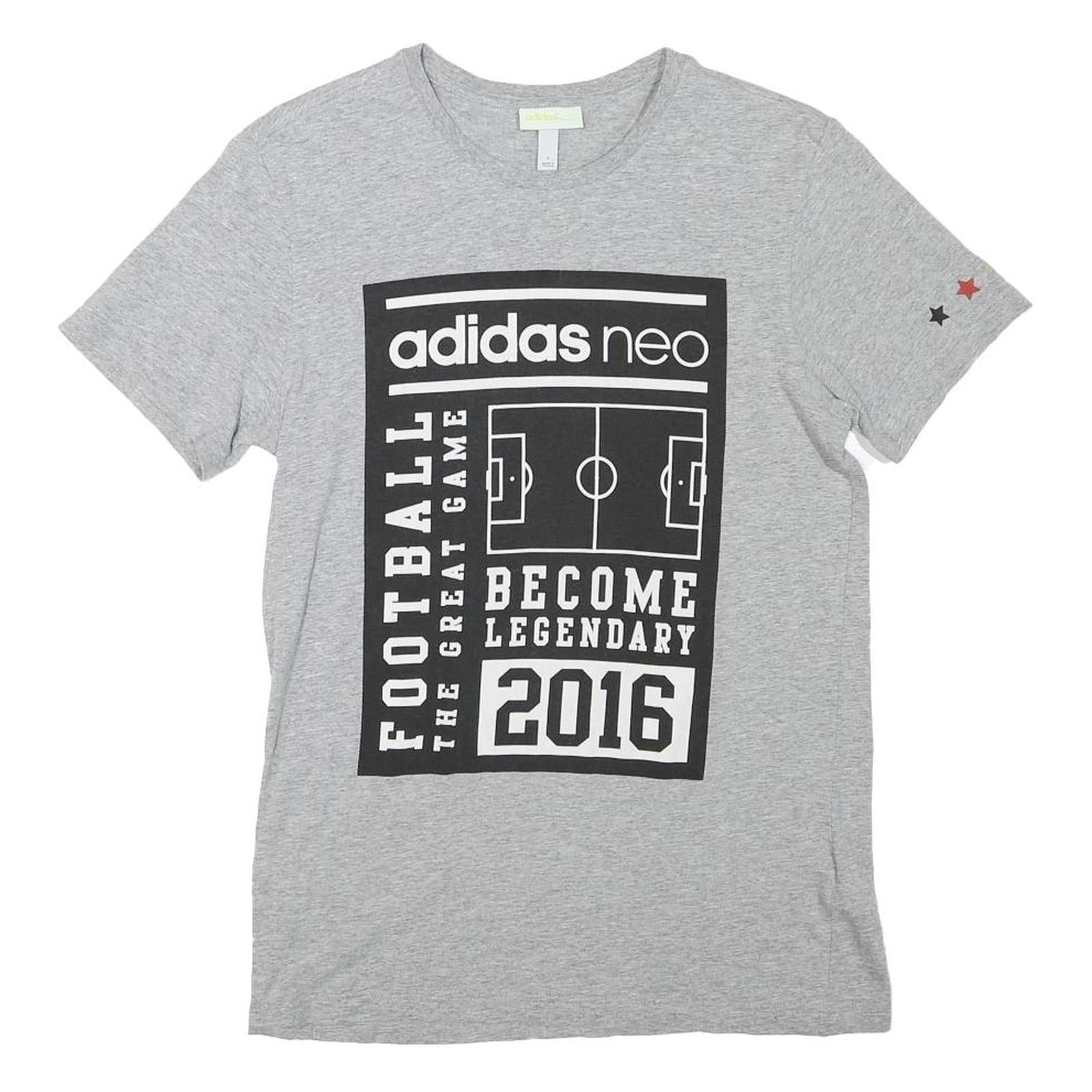 ADIDAS Mens Grey Football Graphic T-Shirt S Short Sleeve Crew Neck Casual