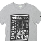 ADIDAS Mens Grey Football Graphic T-Shirt S Short Sleeve Crew Neck Casual