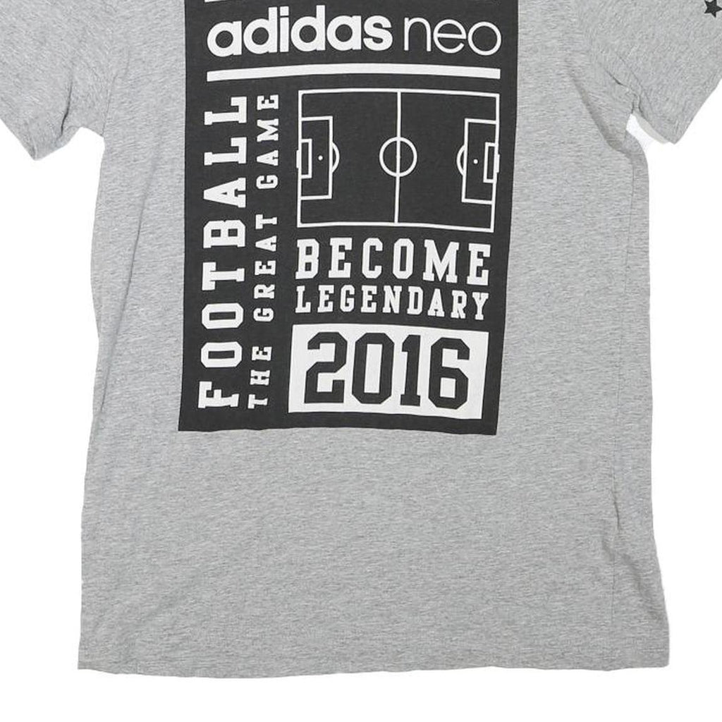ADIDAS Mens Grey Football Graphic T-Shirt S Short Sleeve Crew Neck Casual