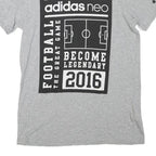 ADIDAS Mens Grey Football Graphic T-Shirt S Short Sleeve Crew Neck Casual