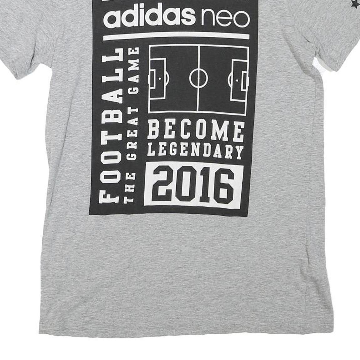 ADIDAS Mens Grey Football Graphic T-Shirt S Short Sleeve Crew Neck Casual
