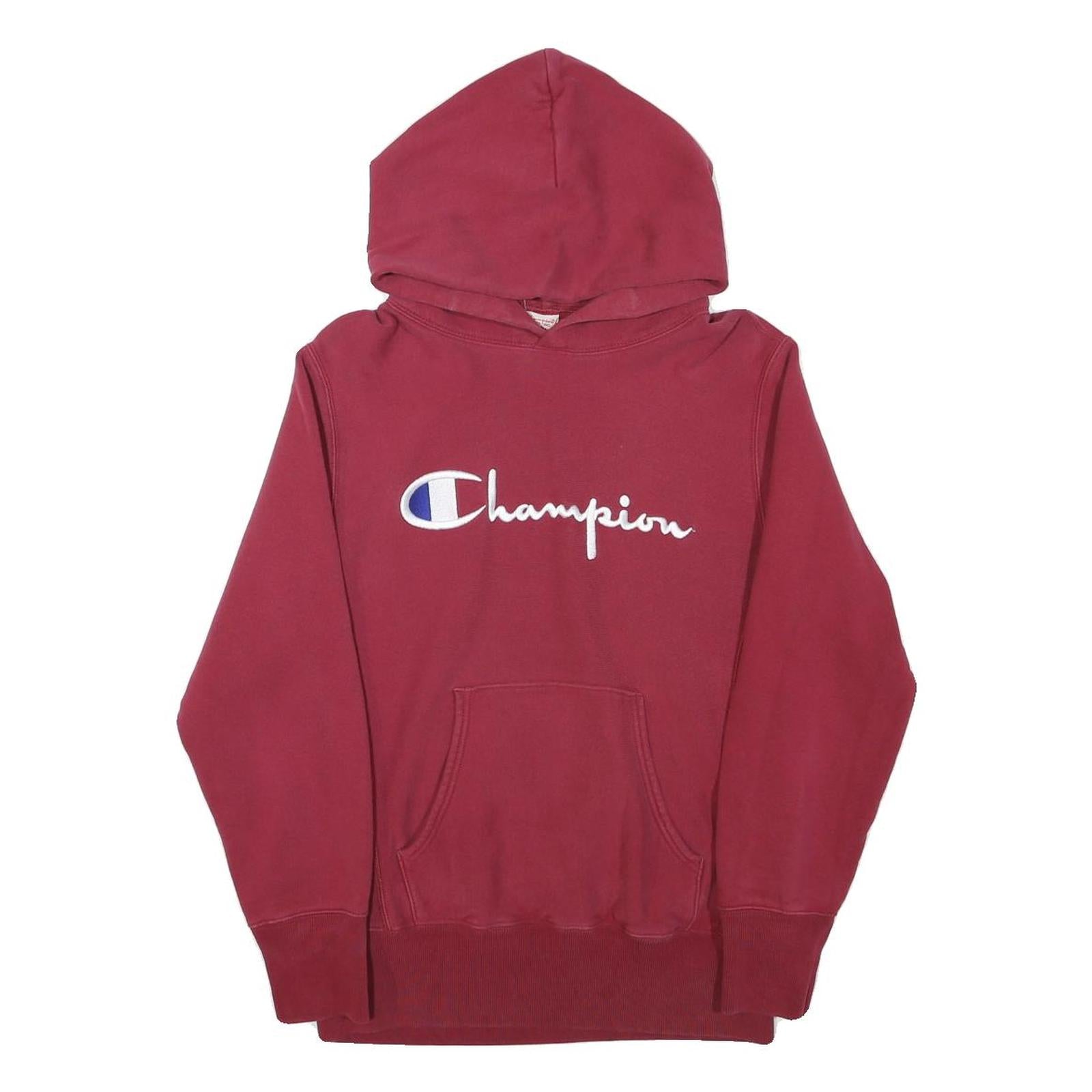 CHAMPION Womens Maroon Hoodie M Cotton Blend Pullover Casual Sweatshirt