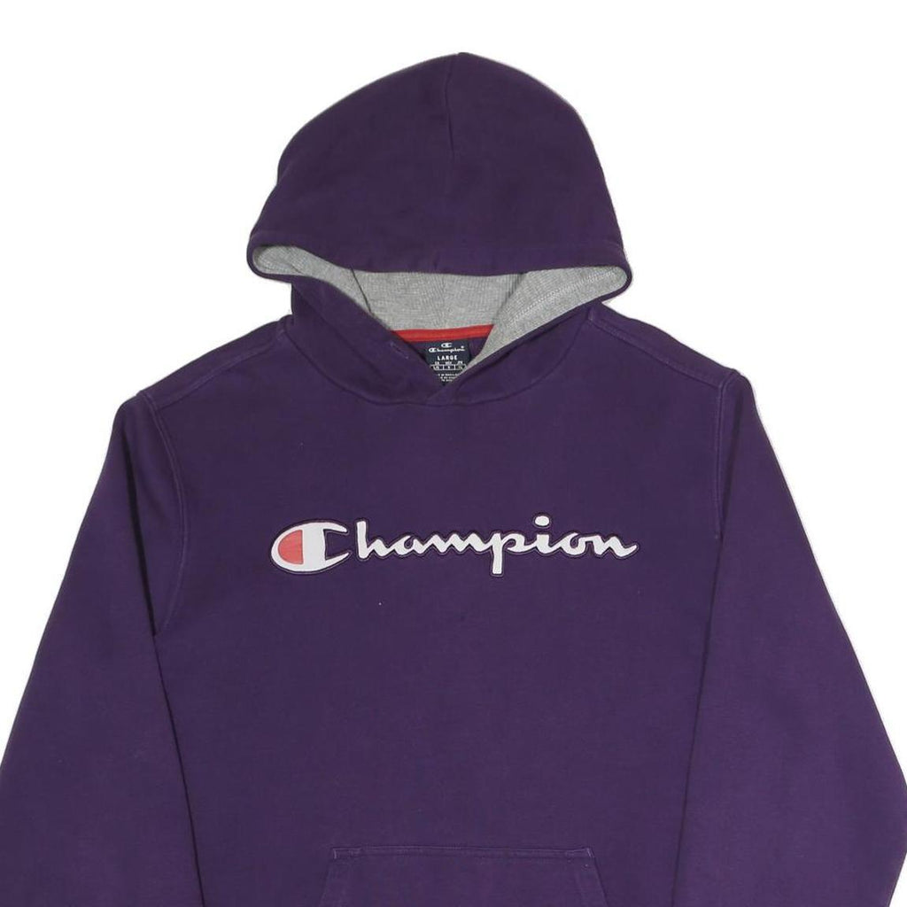 CHAMPION Womens Purple Hoodie L Cotton Blend Pullover Casual Hooded Sweatshirt