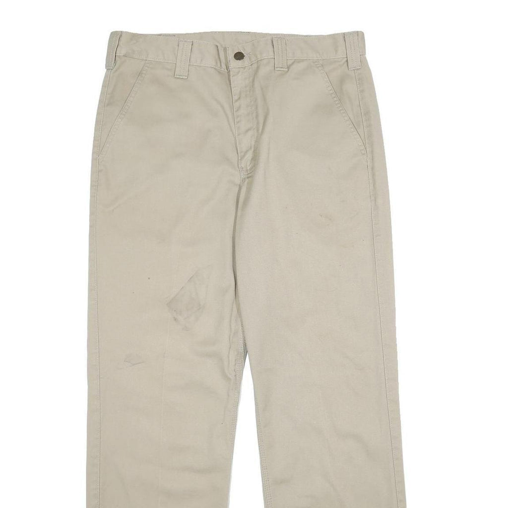 CARHARTT Mens Beige Polyester Blend Regular Straight Trousers W34 L32 Workwear
