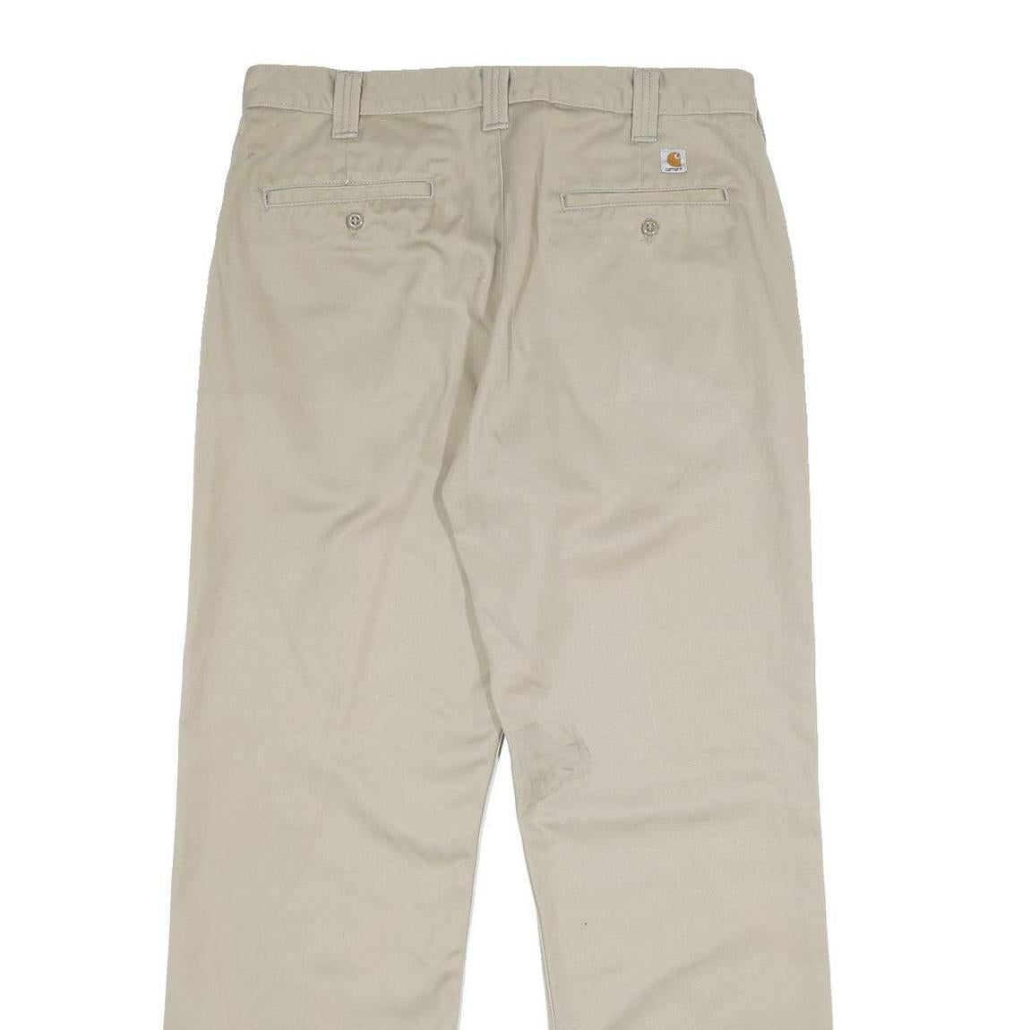 CARHARTT Mens Beige Polyester Blend Regular Straight Trousers W34 L32 Workwear