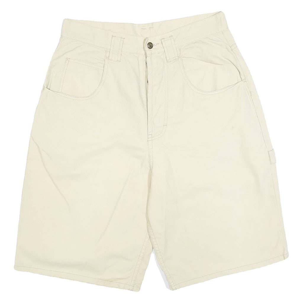 GARRY Womens Shorts Cream Casual Plain L W32 Cotton Blend Comfort Fit