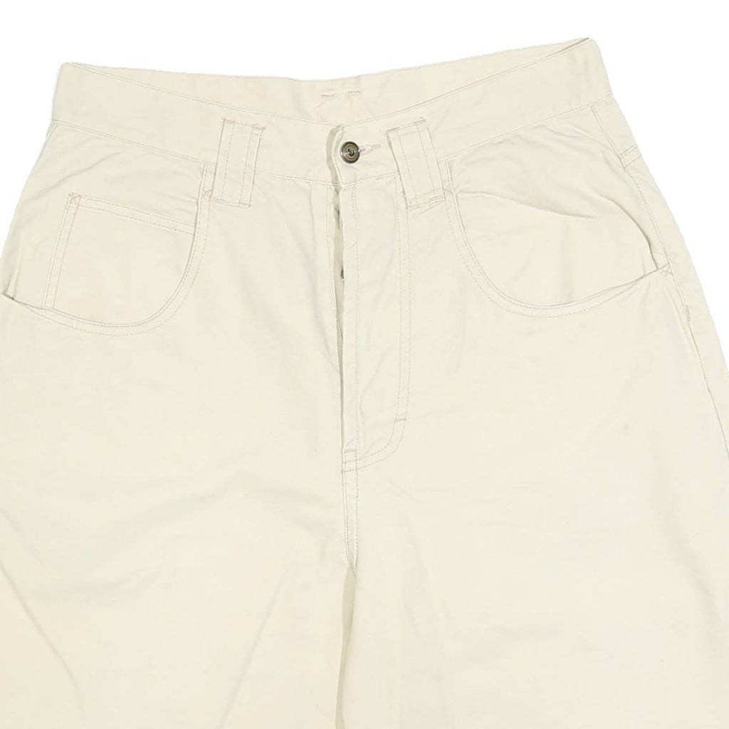 GARRY Womens Shorts Cream Casual Plain L W32 Cotton Blend Comfort Fit