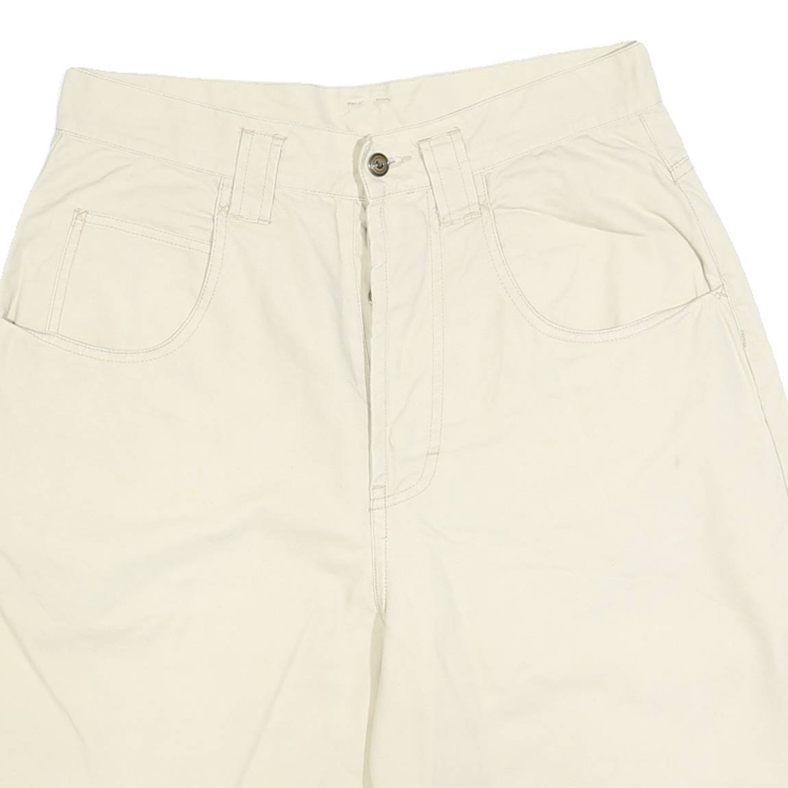 GARRY Womens Shorts Cream Casual Plain L W32 Cotton Blend Comfort Fit