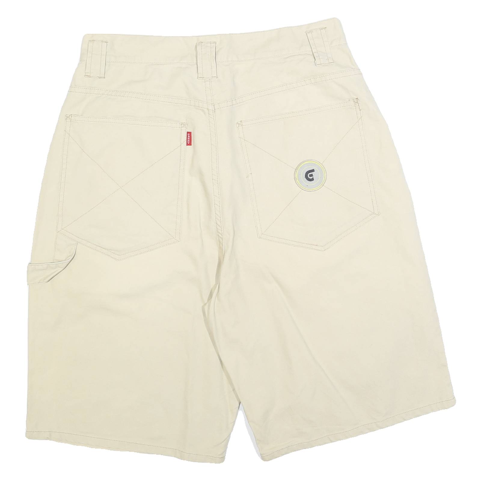 GARRY Womens Shorts Cream Casual Plain L W32 Cotton Blend Comfort Fit