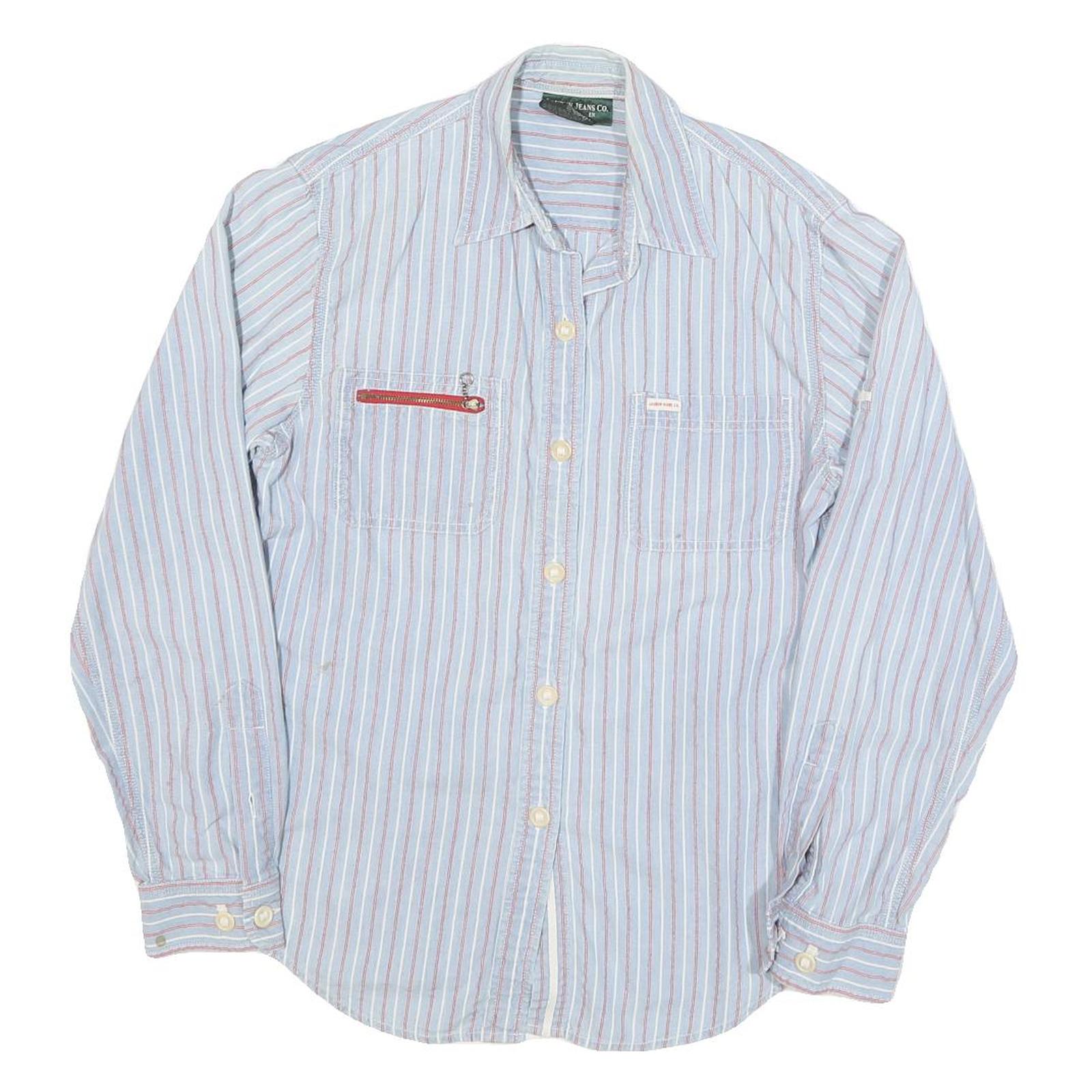 LAUREN RALPH LAUREN Womens Blue & Red Striped Shirt S Cotton Blend Casual