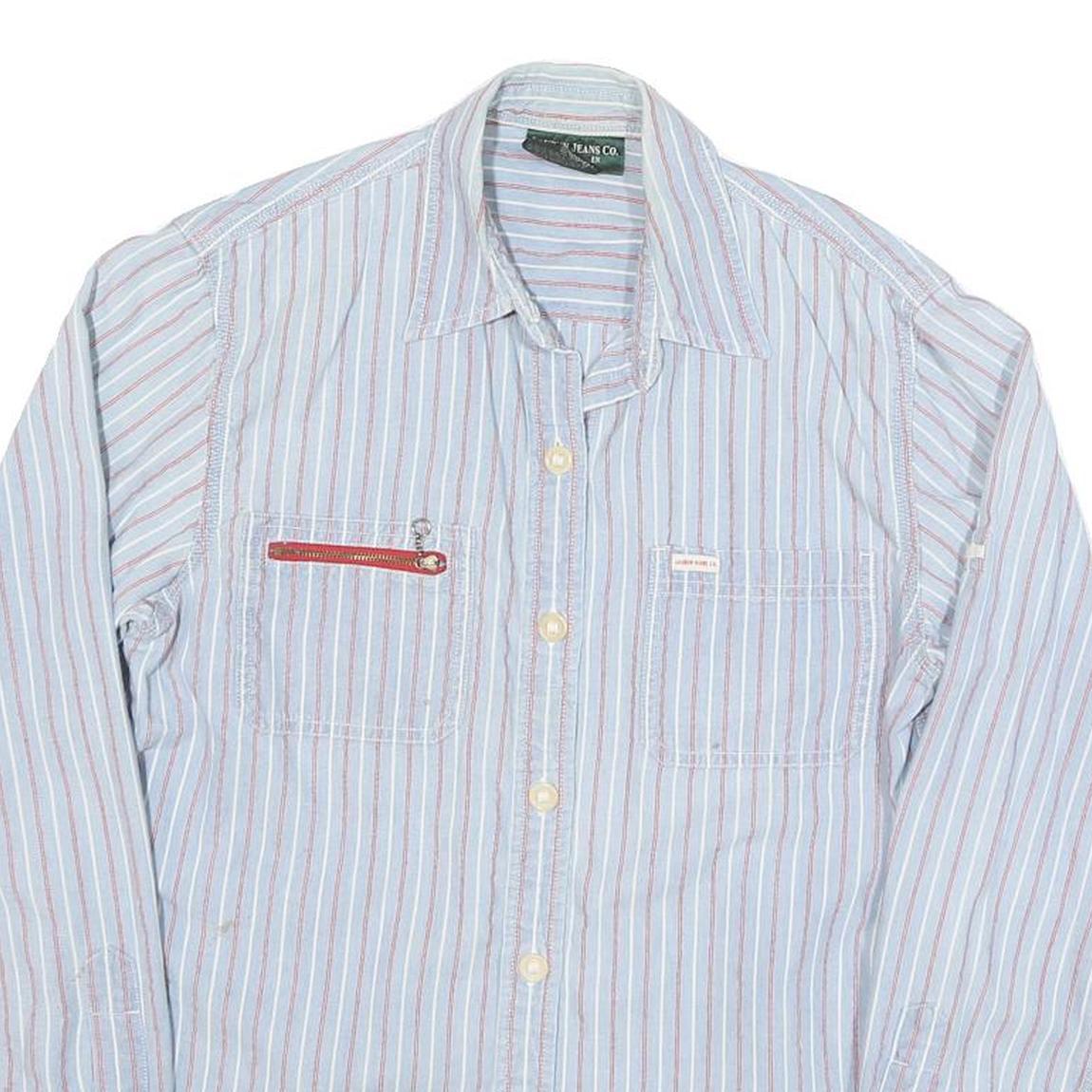 LAUREN RALPH LAUREN Womens Blue & Red Striped Shirt S Cotton Blend Casual