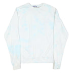 CHAMPION Mens White & Light Blue Tie Dye Crew Neck S Cotton Blend Sweatshirt