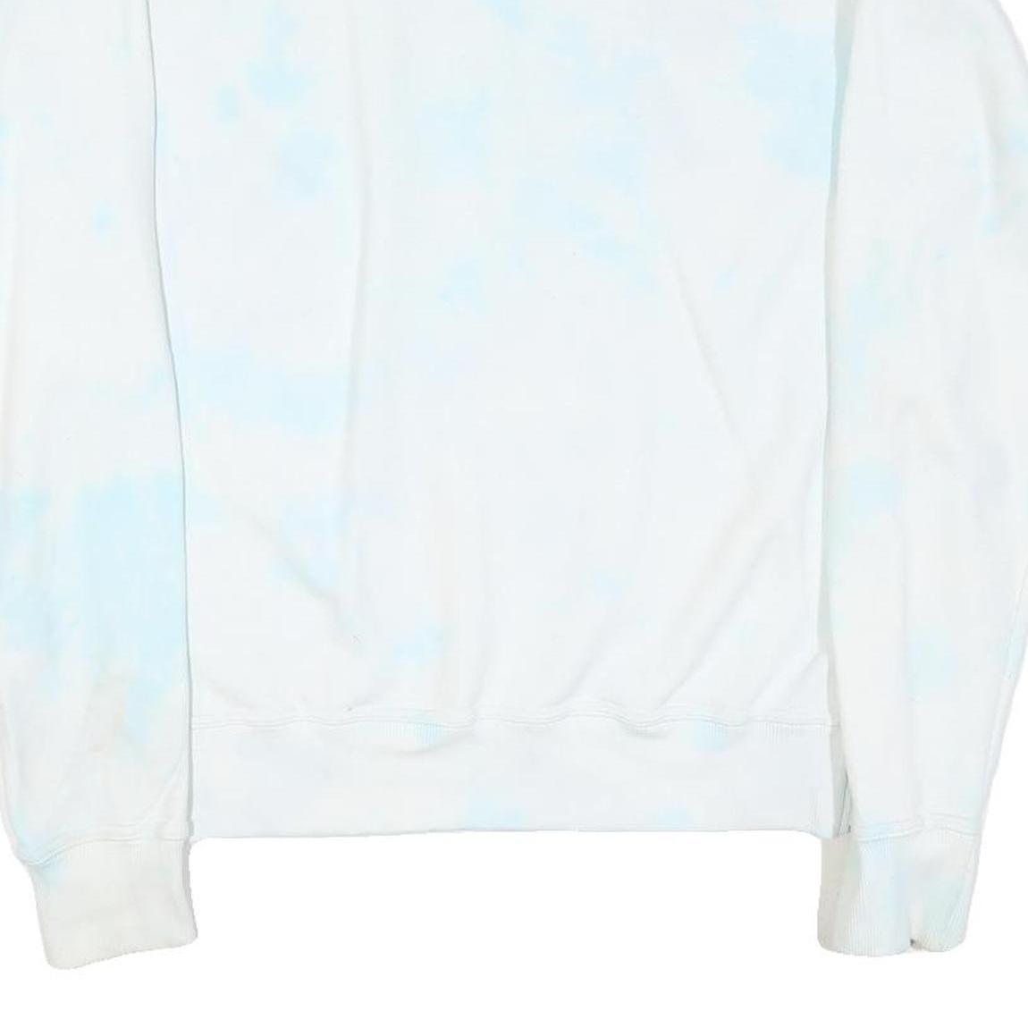 CHAMPION Mens White & Light Blue Tie Dye Crew Neck S Cotton Blend Sweatshirt