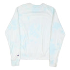 CHAMPION Mens White & Light Blue Tie Dye Crew Neck S Cotton Blend Sweatshirt