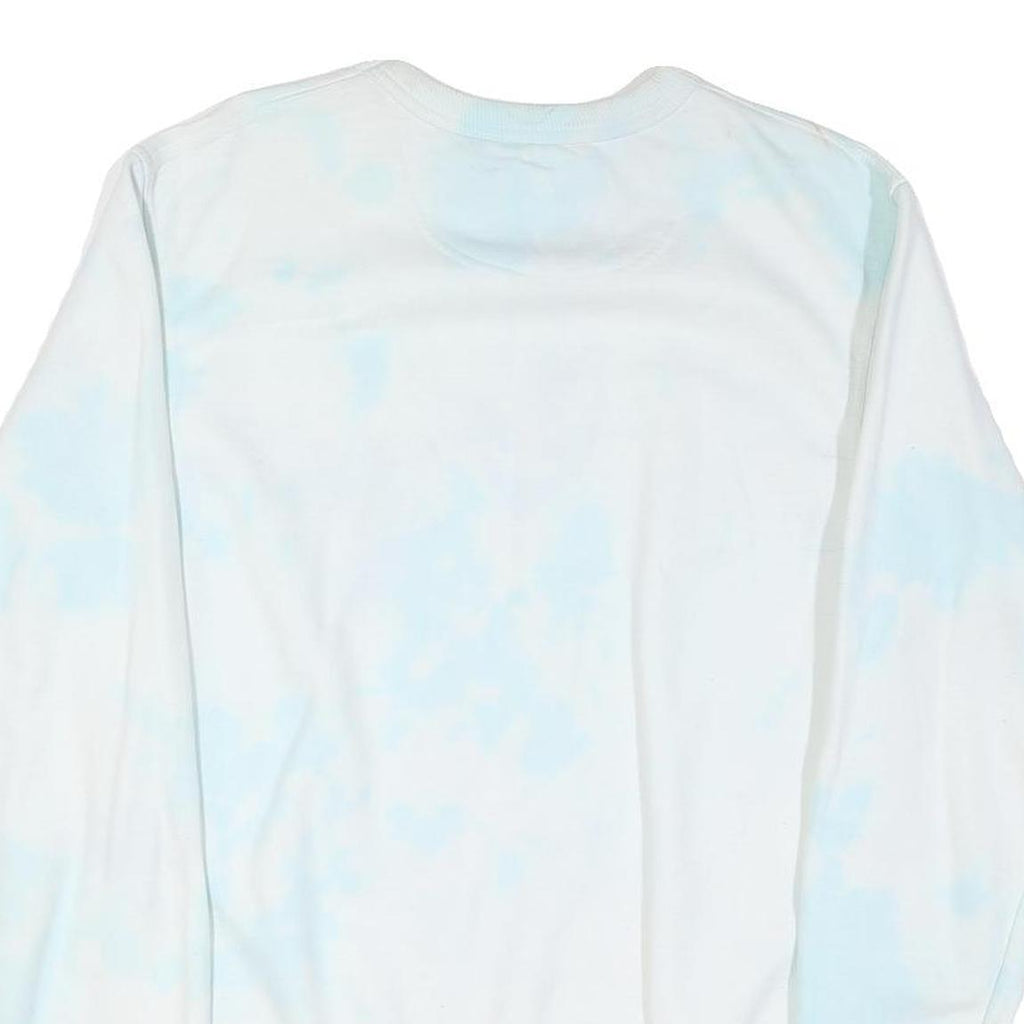 CHAMPION Mens White & Light Blue Tie Dye Crew Neck S Cotton Blend Sweatshirt