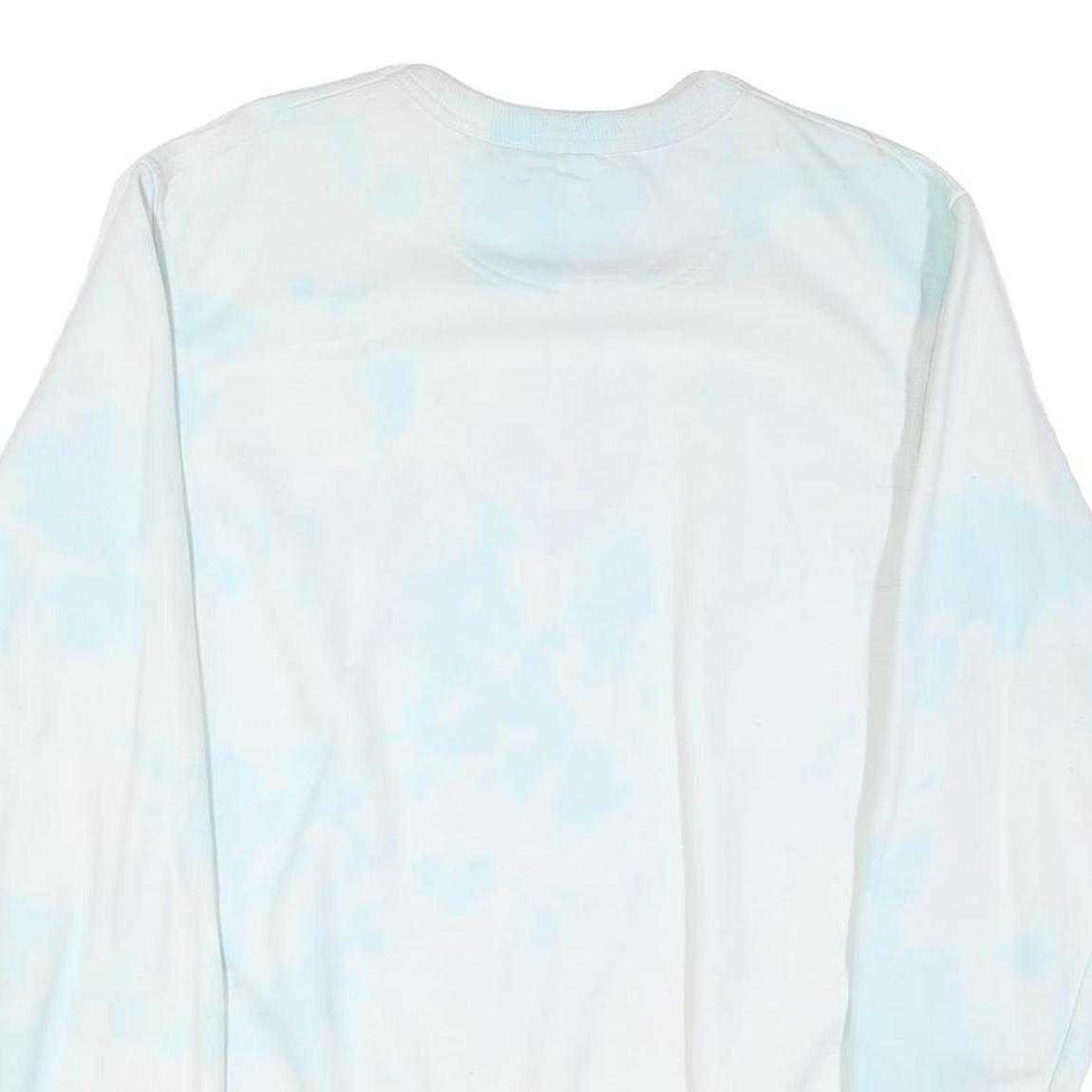 CHAMPION Mens White & Light Blue Tie Dye Crew Neck S Cotton Blend Sweatshirt