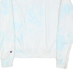 CHAMPION Mens White & Light Blue Tie Dye Crew Neck S Cotton Blend Sweatshirt