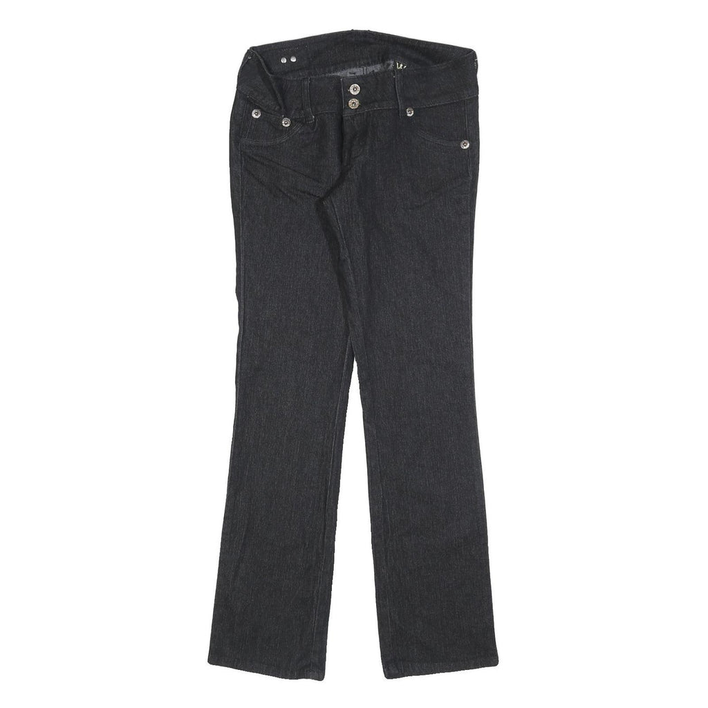 BRITZZY Womens Jeans Black Slim Straight Denim W28 L30 Embroidered Pockets