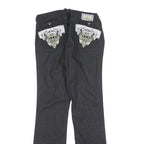 BRITZZY Womens Jeans Black Slim Straight Denim W28 L30 Embroidered Pockets