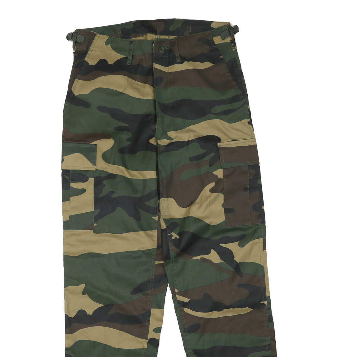 Womens Polyester Blend Regular Fit Camouflage Zip Closure Trousers W32 L30 Cargo