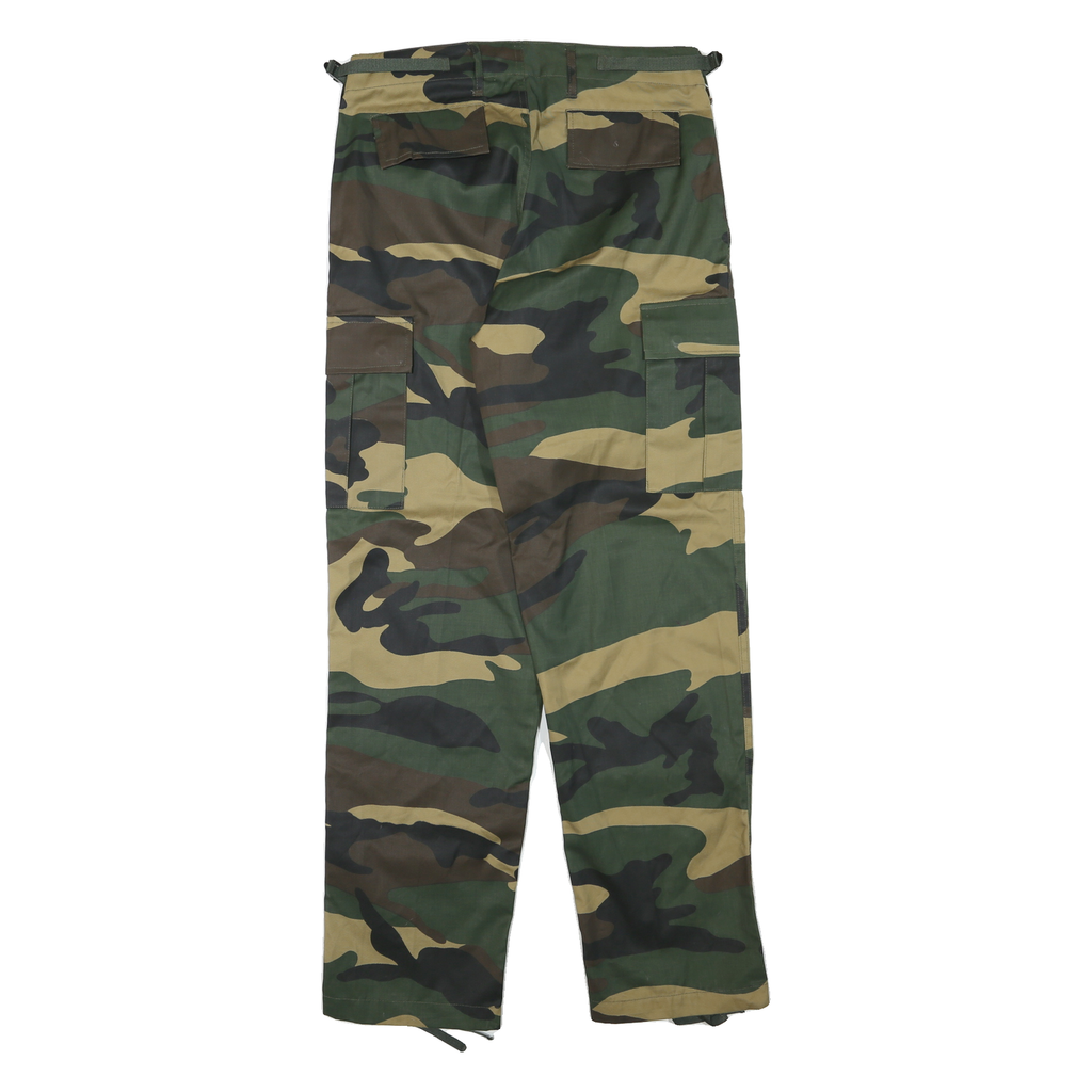 Womens Polyester Blend Regular Fit Camouflage Zip Closure Trousers W32 L30 Cargo