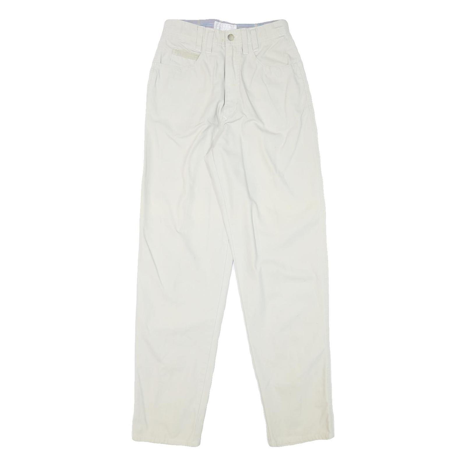 SEGRETS Womens Cotton Blend White Relaxed Straight Trousers W24 L30 Stylish