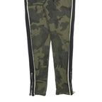 JOHN H Mens Cotton Blend Green Camouflage Slim Drawstring Trousers W28 L28