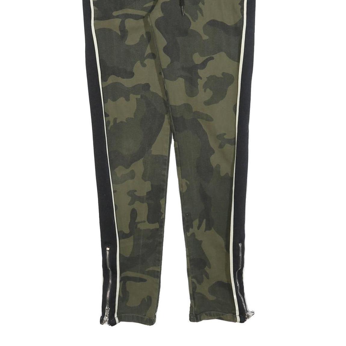 JOHN H Mens Cotton Blend Green Camouflage Slim Drawstring Trousers W28 L28