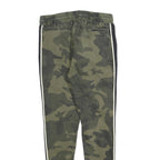 JOHN H Mens Cotton Blend Green Camouflage Slim Drawstring Trousers W28 L28