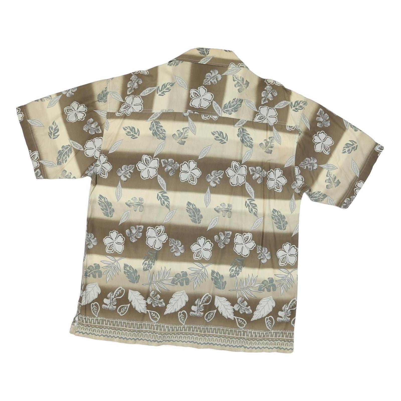 CACTUS Mens Beige & Cream Floral Print Short Sleeve Shirt M Casual Summer