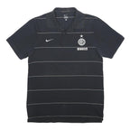 NIKE Mens Black Polo Shirt L Cotton Football Club Badge Short Sleeve Basic