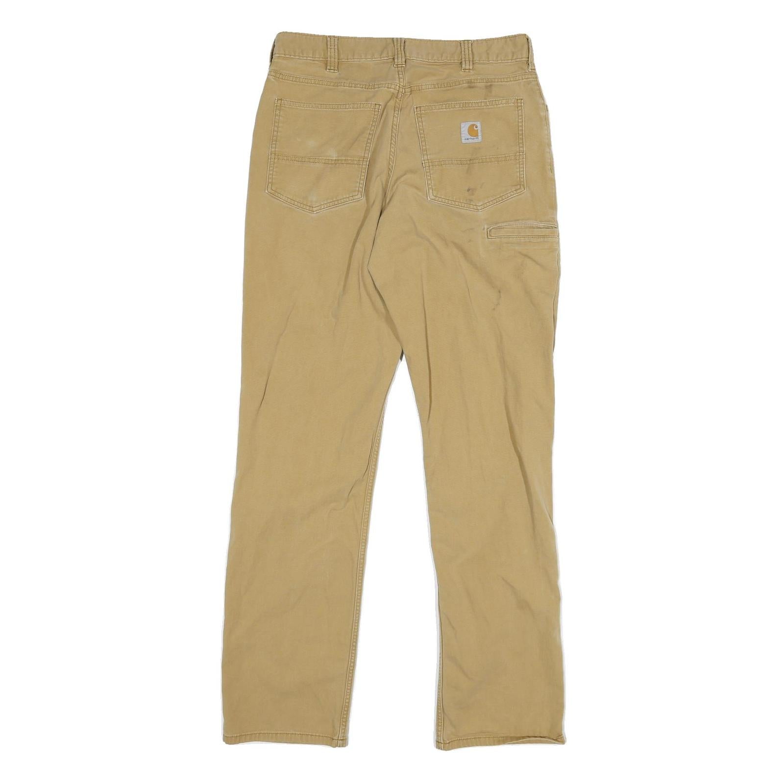 CARHARTT Mens Cotton Blend Beige Relaxed Straight Trousers W30 L33 Workwear