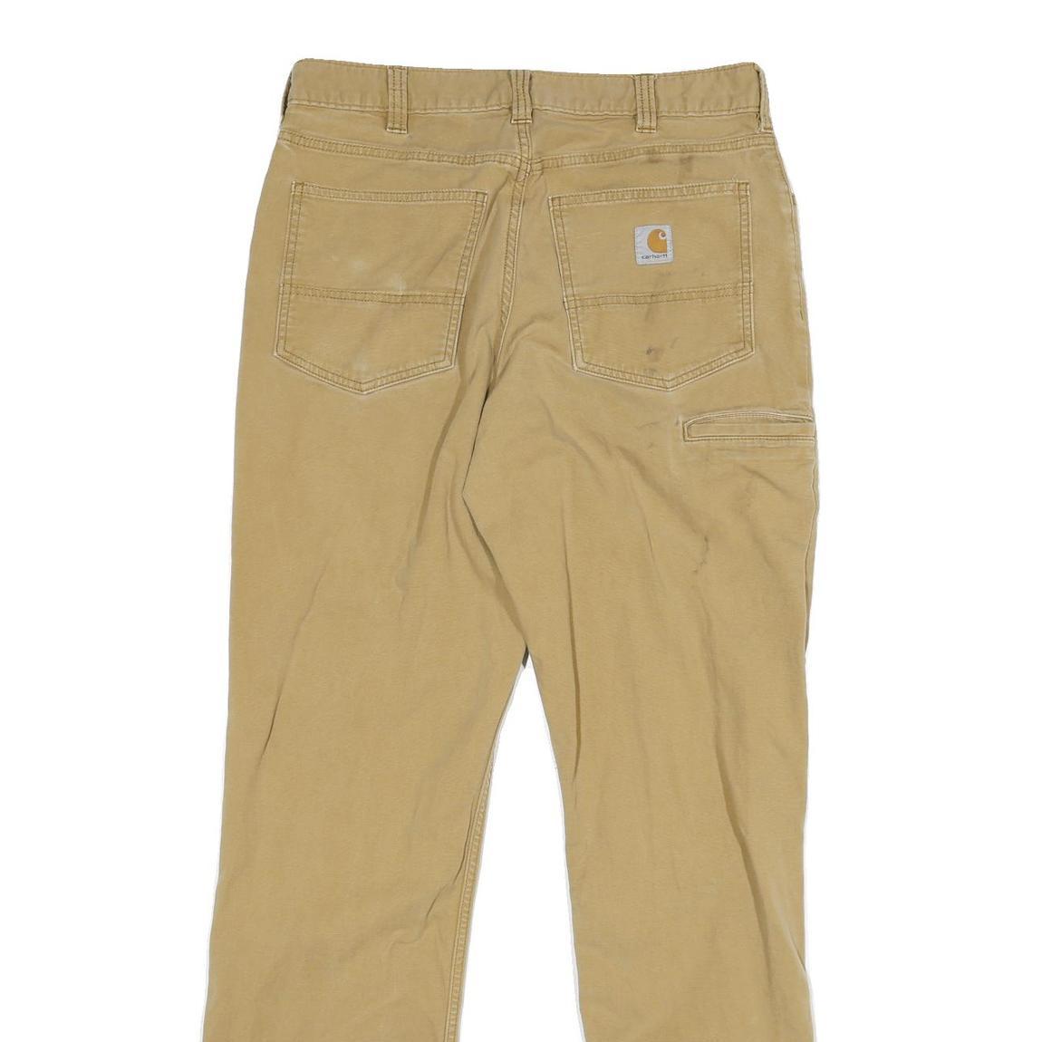 CARHARTT Mens Cotton Blend Beige Relaxed Straight Trousers W30 L33 Workwear