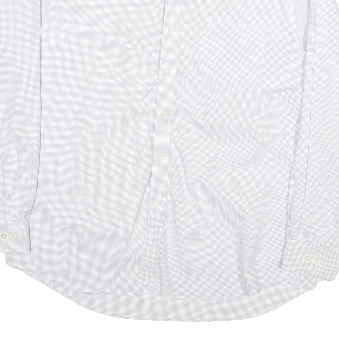 NAUTICA Mens White Blue Check Cotton Blend Shirt XL Button Down Long Sleeve