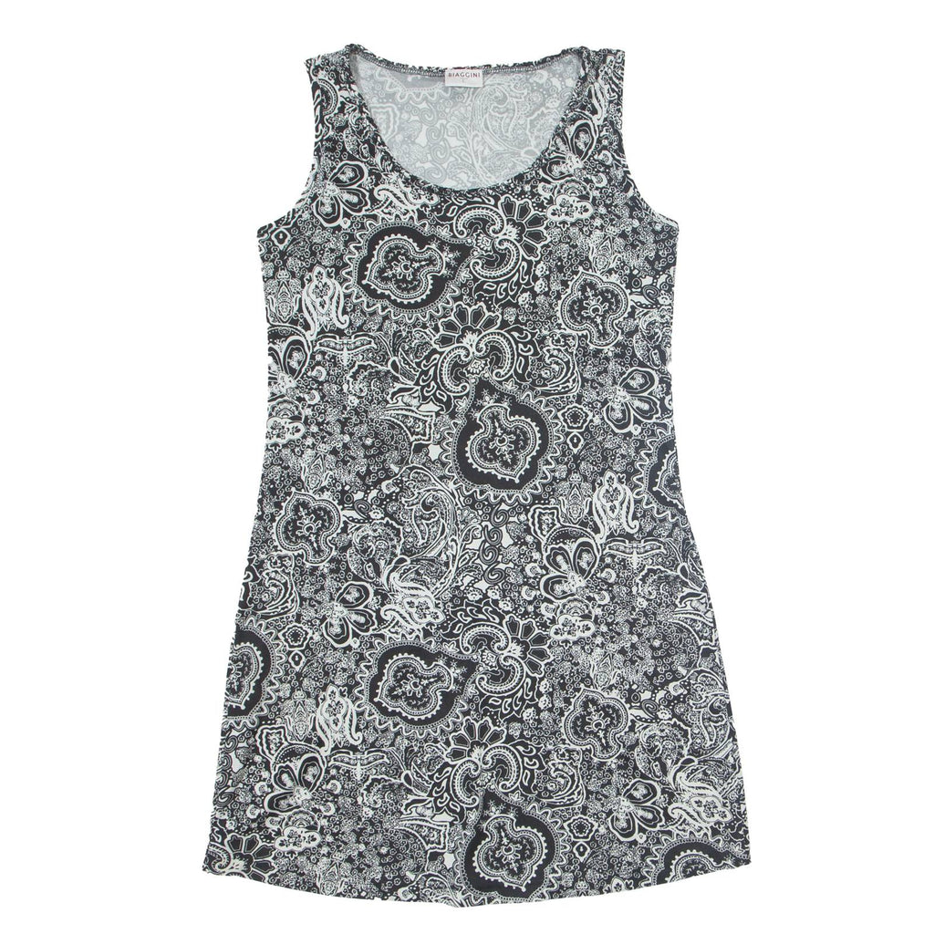 BIAGGINI Womens Tank Dress Black Paisley Sleeveless Knee Length L