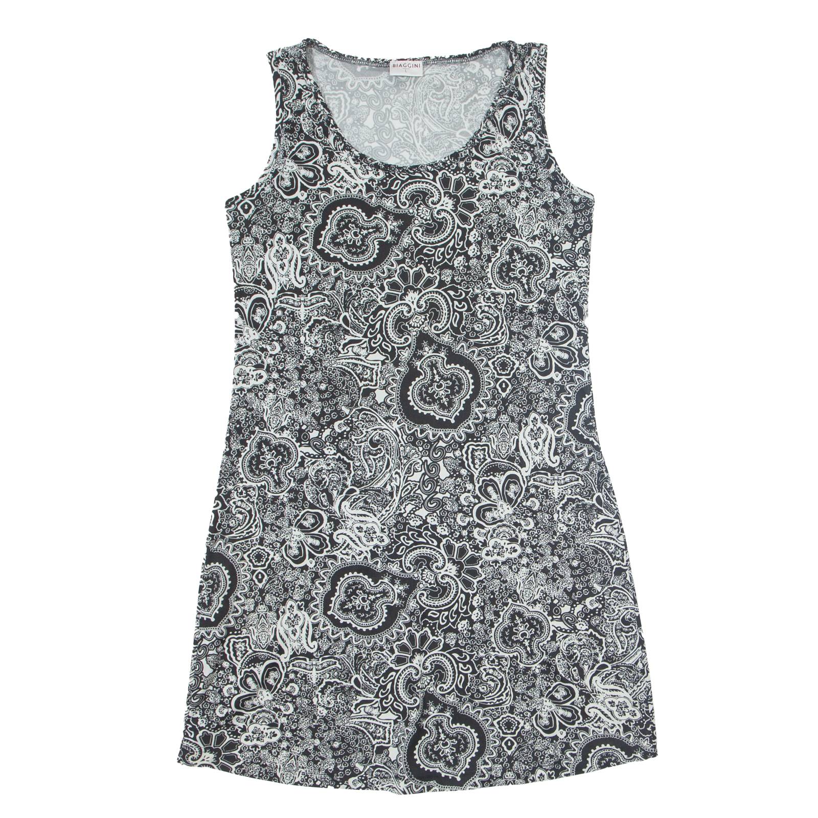 BIAGGINI Womens Tank Dress Black Paisley Sleeveless Knee Length L
