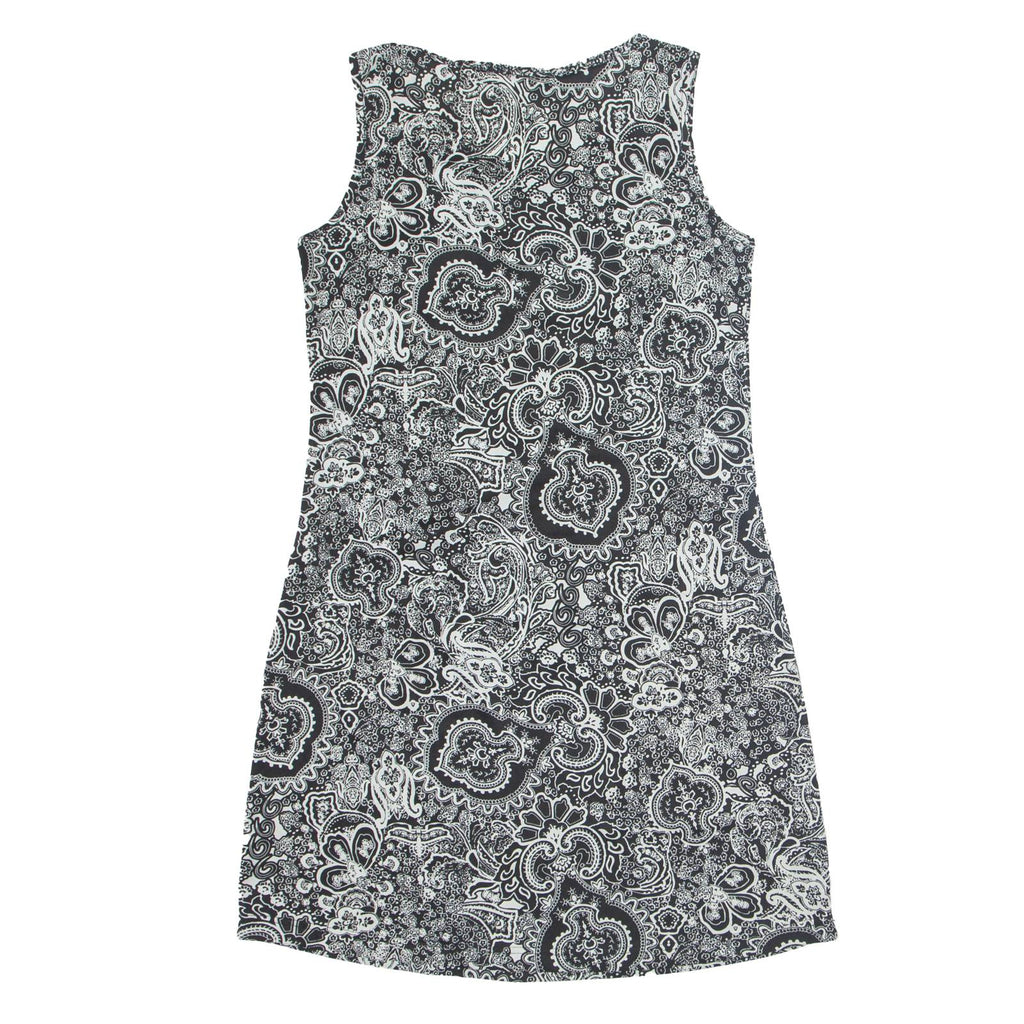 BIAGGINI Womens Tank Dress Black Paisley Sleeveless Knee Length L