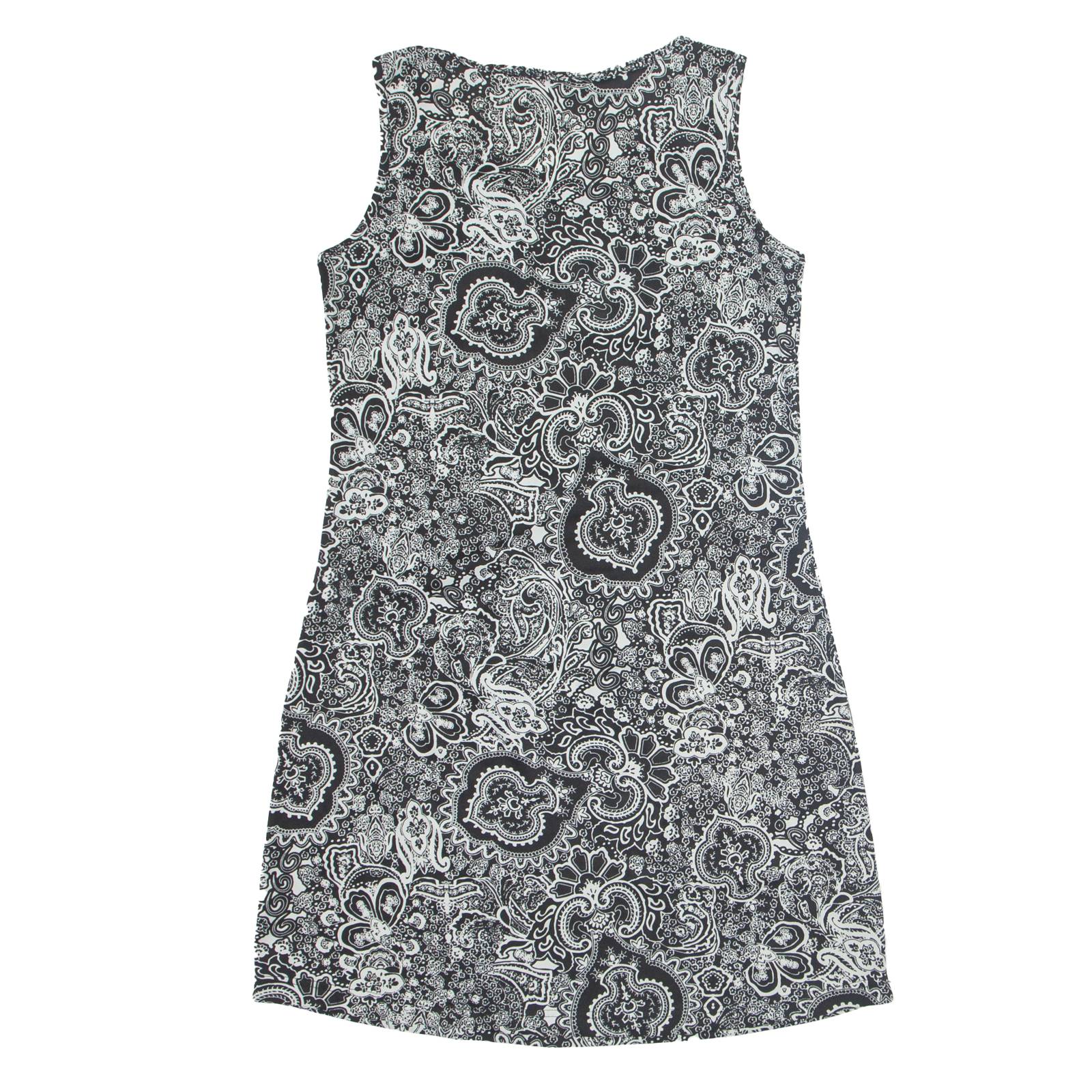 BIAGGINI Womens Tank Dress Black Paisley Sleeveless Knee Length L