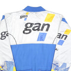 Mens White & Blue Graphic Polyester Blend Zip Jacket L Sports Style