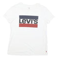 LEVI'S Womens White Cotton Blend Graphic T-Shirt S Short Sleeve Crew Neck