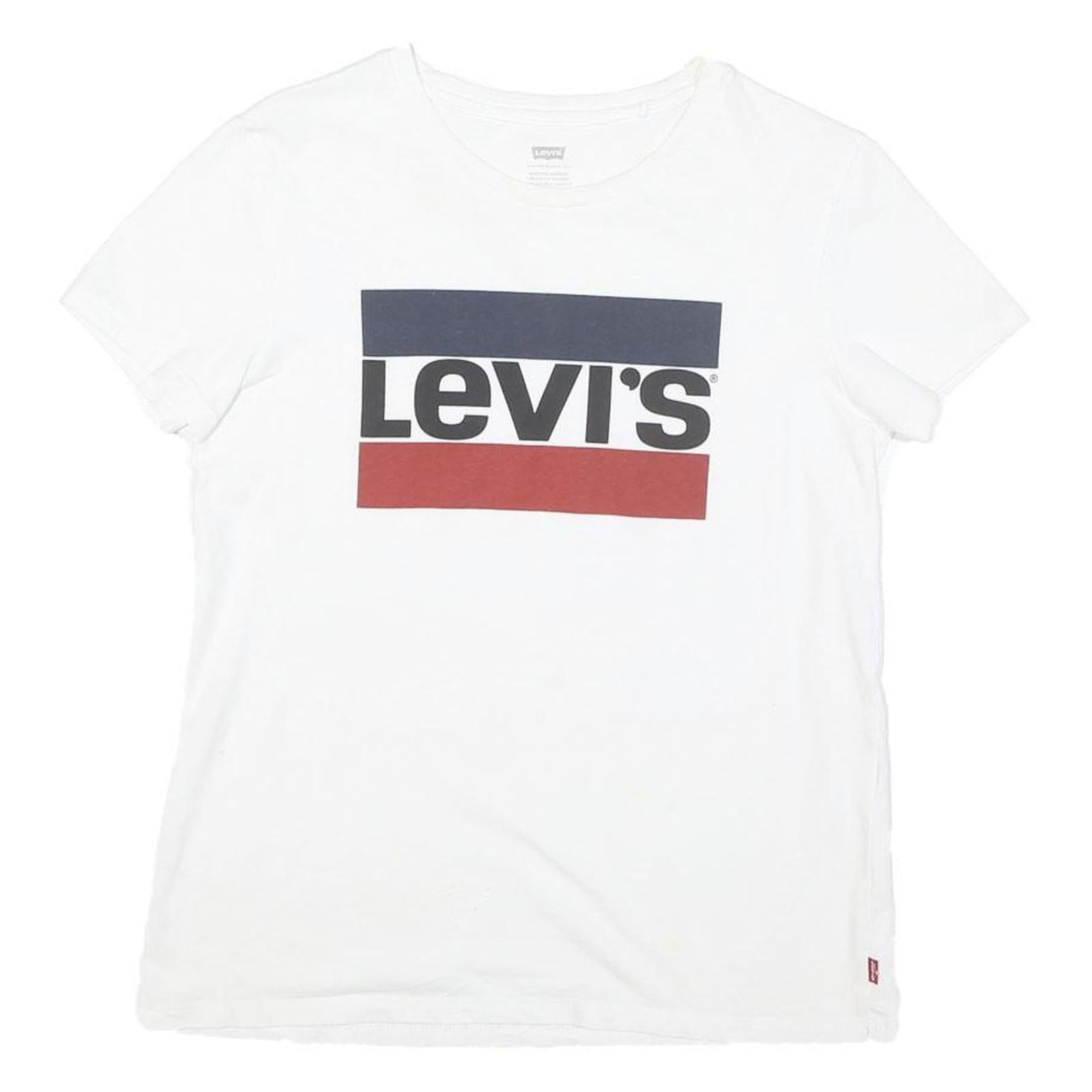LEVI'S Womens White Cotton Blend Graphic T-Shirt S Short Sleeve Crew Neck