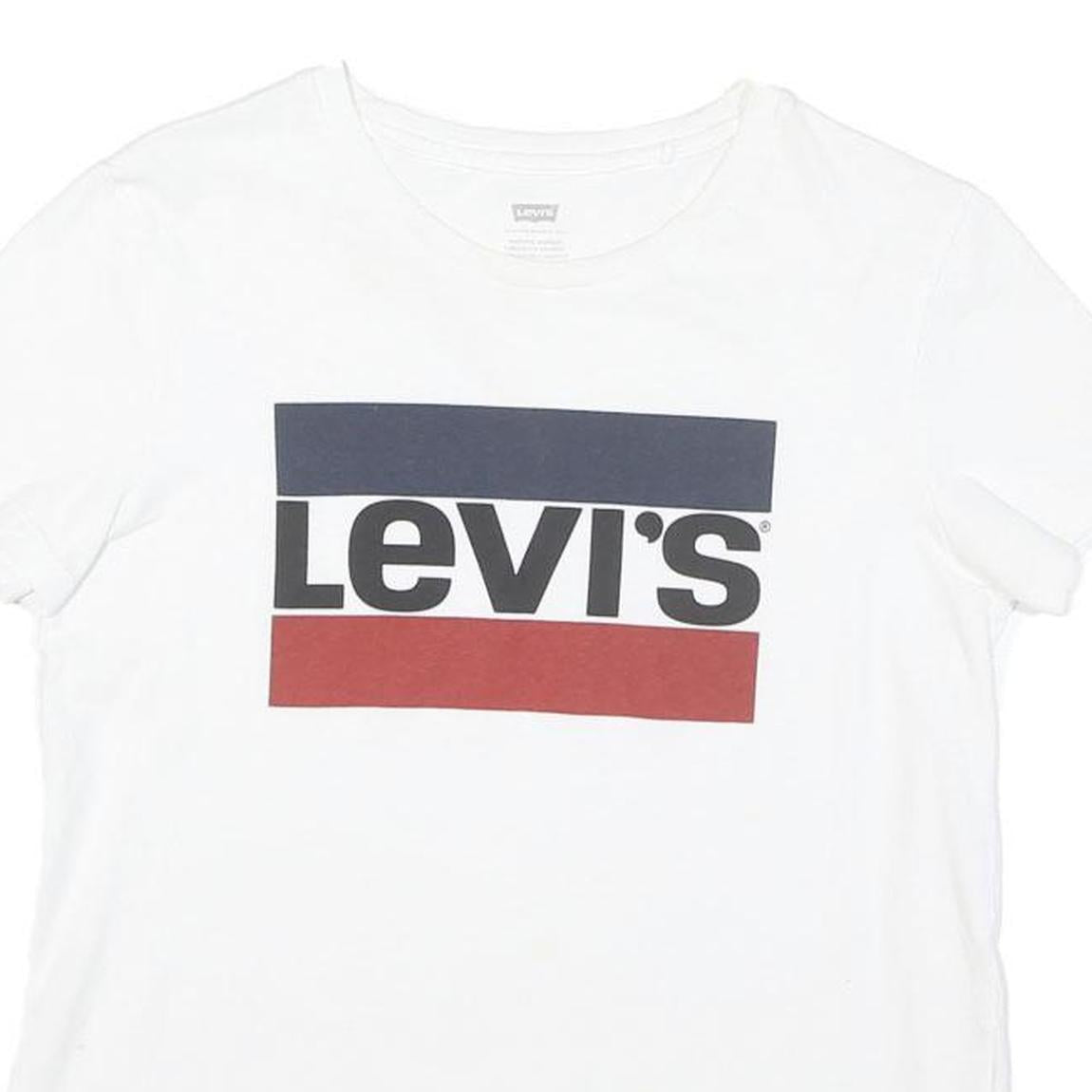 LEVI'S Womens White Cotton Blend Graphic T-Shirt S Short Sleeve Crew Neck
