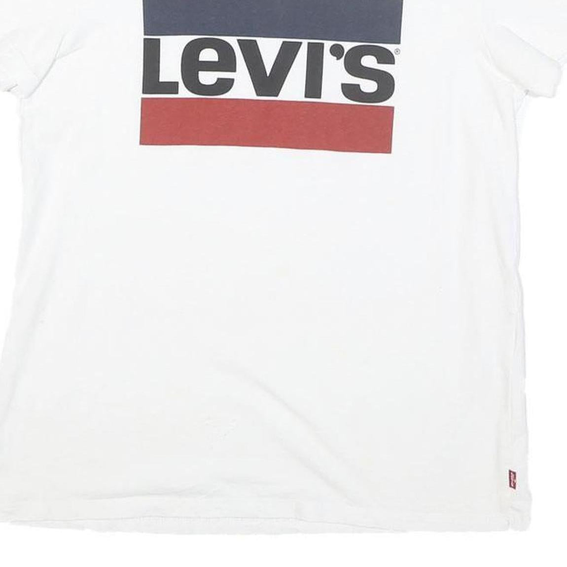 LEVI'S Womens White Cotton Blend Graphic T-Shirt S Short Sleeve Crew Neck