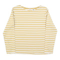 LEVI'S Womens White & Yellow Striped Basic Top Long Sleeve Round Neck S Cotton