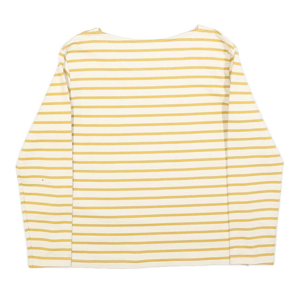 LEVI'S Womens White & Yellow Striped Basic Top Long Sleeve Round Neck S Cotton