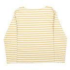 LEVI'S Womens White & Yellow Striped Basic Top Long Sleeve Round Neck S Cotton