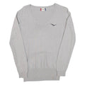 CLIQUE Womens Jumper Grey V-Neck Tight Knit S