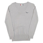 CLIQUE Womens Jumper Grey V-Neck Tight Knit S